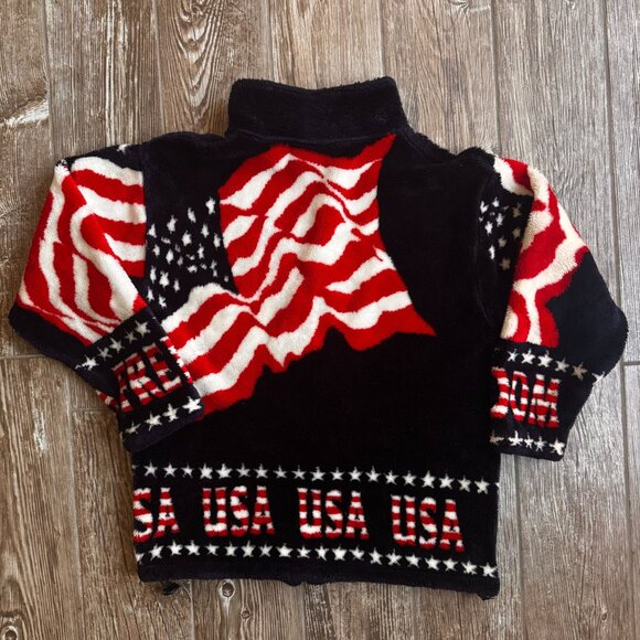 Black Mountain Outdoor Fleece‎ Jacket Adult Medium Blue American Flag Full Zip - Picture 5 of 5